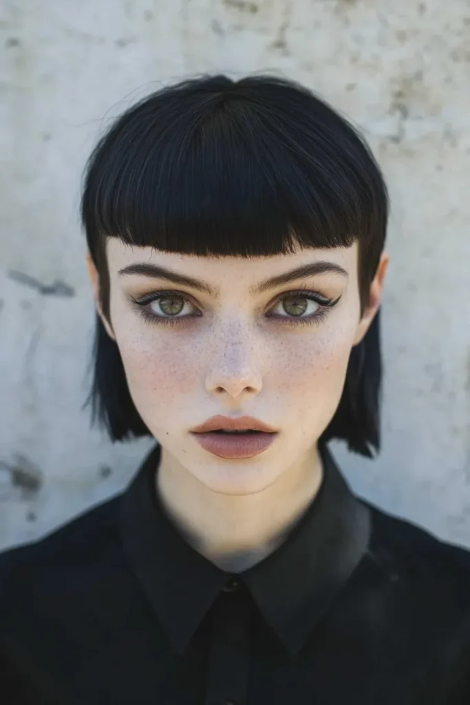 Wolf Cut with Blunt Fringe