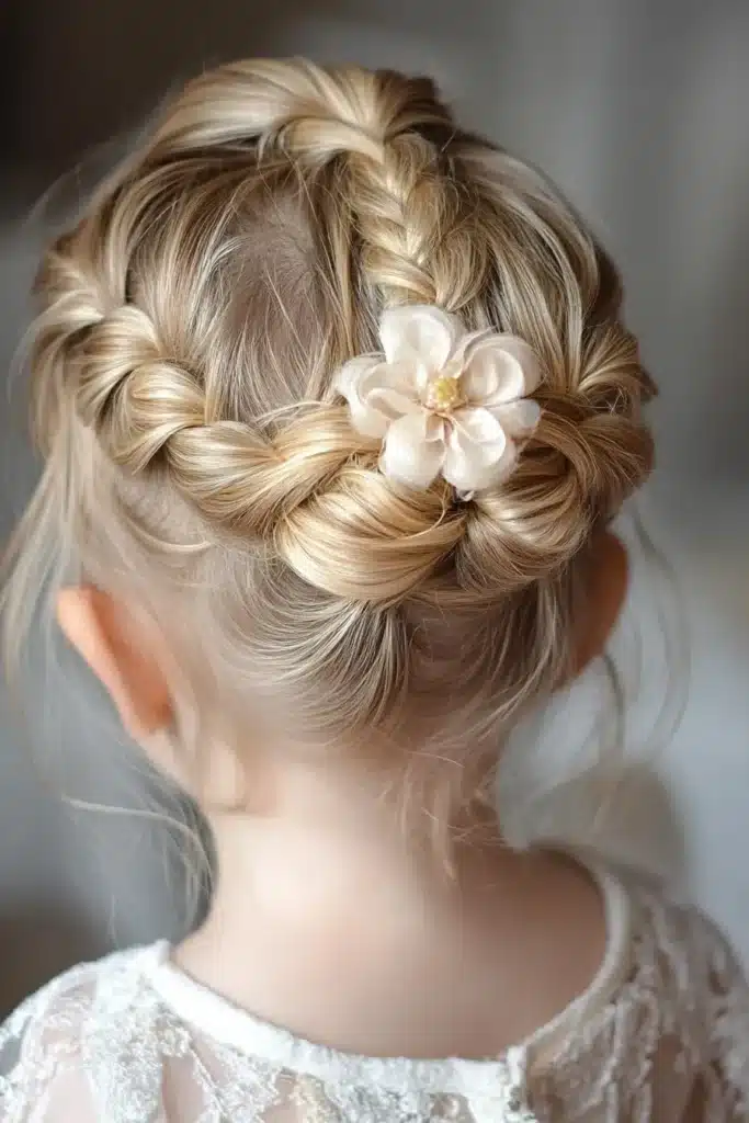 Flower Bun with French Braid