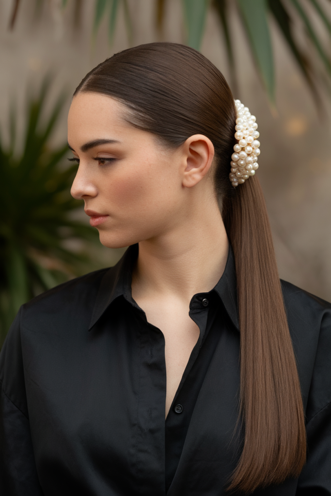 Sleek Ponytail with Accessories